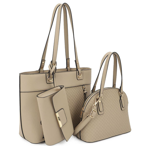 3in1 Smooth Texture Pattern Tote Bag With Handle Bag And Clutch Set