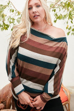 Load image into Gallery viewer, Boat Neck Long Bubble Sleeve Multi Stripe Print Knit Top
