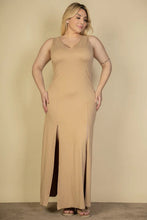 Load image into Gallery viewer, Plus Size Plunge Neck Thigh Split Maxi Dress