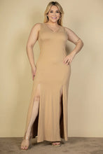 Load image into Gallery viewer, Plus Size Plunge Neck Thigh Split Maxi Dress