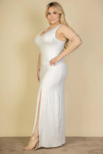 Load image into Gallery viewer, Plus Size Plunge Neck Thigh Split Maxi Dress