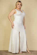 Load image into Gallery viewer, Plus Size Plunge Neck Thigh Split Maxi Dress