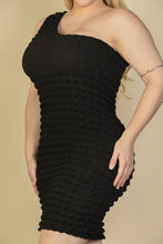 Load image into Gallery viewer, Plus Size Bubble Fabric One Shoulder Bodycon Mini Dress