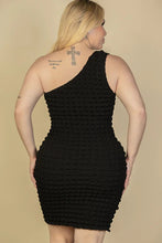 Load image into Gallery viewer, Plus Size Bubble Fabric One Shoulder Bodycon Mini Dress