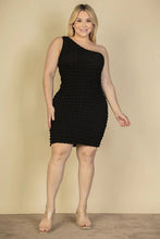 Load image into Gallery viewer, Plus Size Bubble Fabric One Shoulder Bodycon Mini Dress