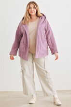 Load image into Gallery viewer, Plus Two Pocket Open Front Soft To Touch Hooded Cardigan Jacket