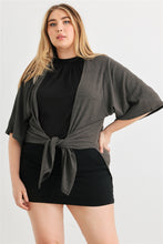 Load image into Gallery viewer, Plus Charcoal Knit Open Front Cardigan