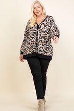 Load image into Gallery viewer, Plus Size Cozy Animal Mir Print With Brush Button Up Cardigan