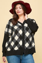 Load image into Gallery viewer, Plus Size Buffalo Plaid Knit Button Up Oversize Cardigan