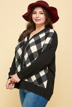 Load image into Gallery viewer, Plus Size Buffalo Plaid Knit Button Up Oversize Cardigan