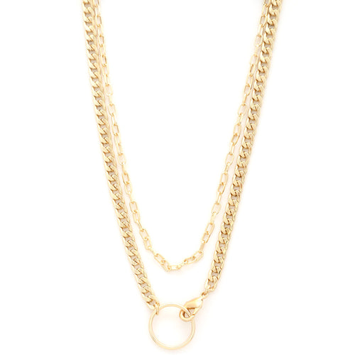 Circle Curb Link Layered Necklace