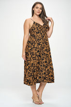 Load image into Gallery viewer, Plus Botanical Print Front Tie Maxi Dress