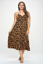 Load image into Gallery viewer, Plus Botanical Print Front Tie Maxi Dress