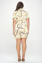 Load image into Gallery viewer, Plus Chain Belt Print Short Sleeve Wrap Tie Dress