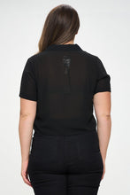 Load image into Gallery viewer, Plus Solid Chiffon Button Down Tie Front Short Sleeve Top