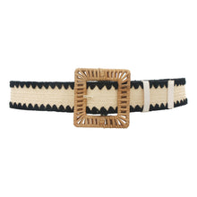 Load image into Gallery viewer, Rectangle Rattan Buckle Crochet Trim Straw Belt