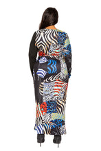 Load image into Gallery viewer, Animal Print Splice Dress With High-low Hem