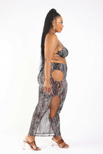 Load image into Gallery viewer, Printed Mesh Cutout Bikini And Cover Up Set