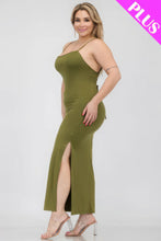 Load image into Gallery viewer, Plus Size Crisscross Back Split Thigh Maxi Dress