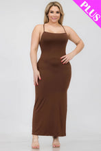 Load image into Gallery viewer, Plus Size Crisscross Back Split Thigh Maxi Dress