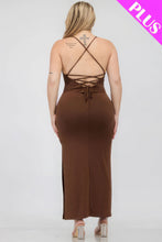 Load image into Gallery viewer, Plus Size Crisscross Back Split Thigh Maxi Dress