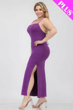 Load image into Gallery viewer, Plus Size Crisscross Back Split Thigh Maxi Dress