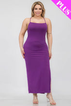 Load image into Gallery viewer, Plus Size Crisscross Back Split Thigh Maxi Dress