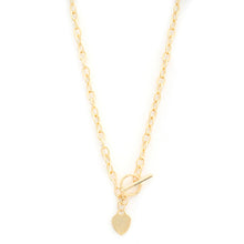 Load image into Gallery viewer, Sodajo Gold Dipped Brass Chain Heart Pendant Toggle Clasp Necklace