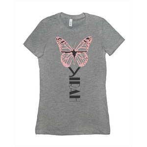 YIRAH Pink ButterFLY T-Shirts(Front and Back)